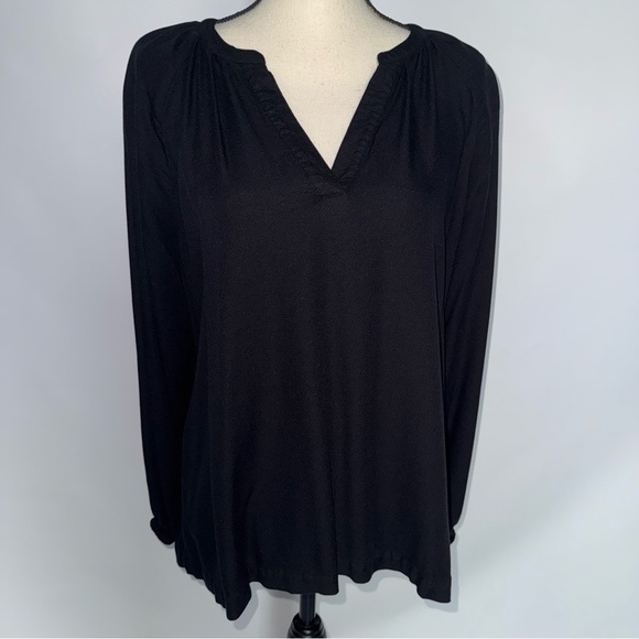 Old Navy Black Women's Peasant Blouse size large boho vibe coastal cowgirl - Picture 3 of 13